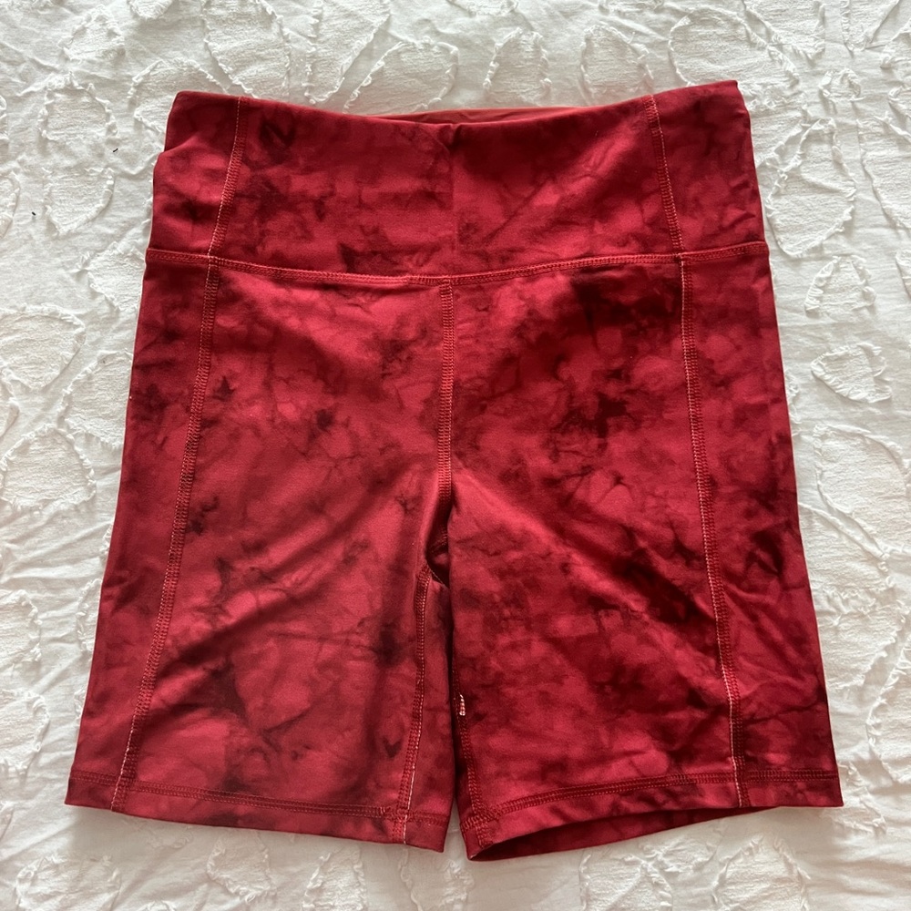 Red tie dye biker shorts